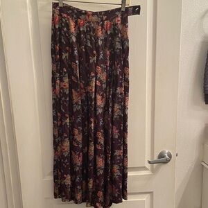 Elegant Floral Maxi Skirt in Burgundy